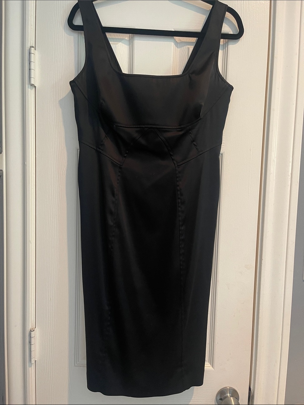 Calvin Klein Black Sleeveless Square-Neck Midi Dress